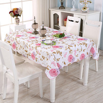 Plastic tablecloth waterproof anti-scalding anti-oil and wash-free tablecloth PVC table mat European rectangular tea table net red tablecloth