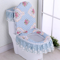 Four seasons toilet cushion cushion three-piece European lace double-sided toilet cushion toilet U-shaped Universal