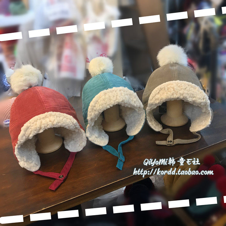 A1 Korea Import Tong Hat 2019 Winter Child Baby Pure Color Thickened Protective Ear Pilot Hat Child Hat