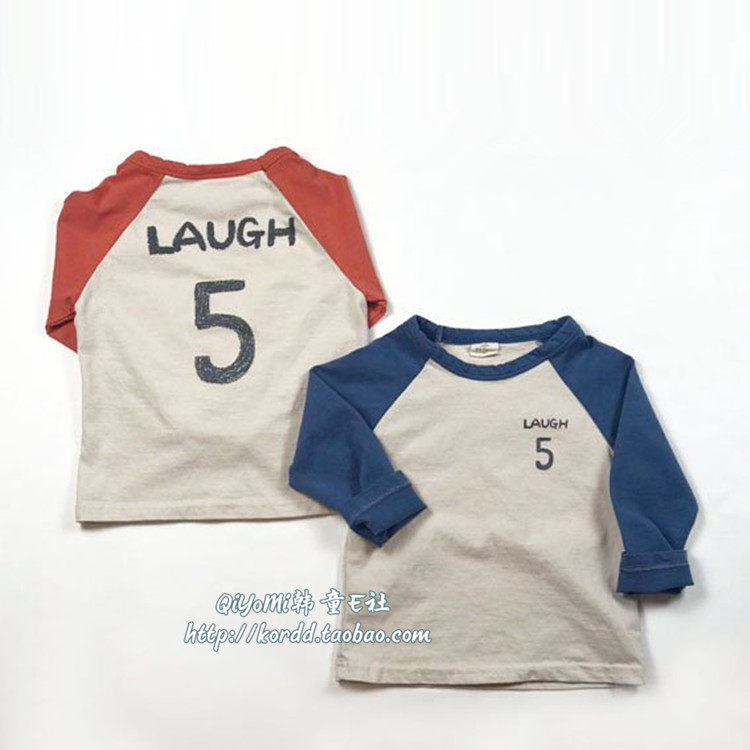 G1 Korea imported children's clothing 2020 spring male and female children's baby collage with long sleeve round collar casual T-shirt