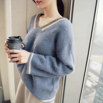 EuroV Collar Loose Sweater Schoolgirl Outwear Design Sensation Female small crowdsourced lazy wind jacket Head autumn winter thickened blouses