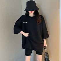 Summer Short Sleeve Black Korea Nets Red Big Code Port Wind 2020 New Ins Ultra Fire Easy Letters Tidal blouses