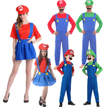 Childrens Day Parent-Child Performance Adult Female COS Animation Mario Clothes Game Male Super Mary