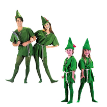Ireland St Patricks Day Adult Male Peter Pan Robin Hood clothes Children Green Elf Parent-child clothing