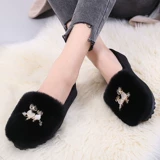 Осенние и зимние женские шапки, а также бархатные меховые туфли на толстой подошве для верхней одежды, туфли из ленивого хлопка с кроличьим мехом, женская обувь больших размеров от 41 до 43