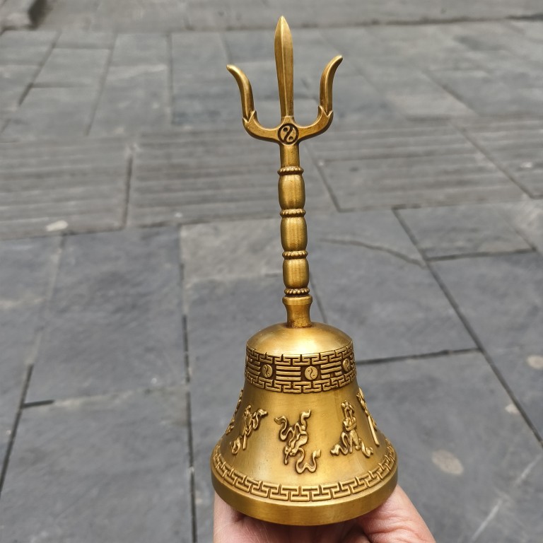 法器暗八仙铃八卦三清铃太极八卦铃八仙八宝铃仿古黄铜铃铛摆件