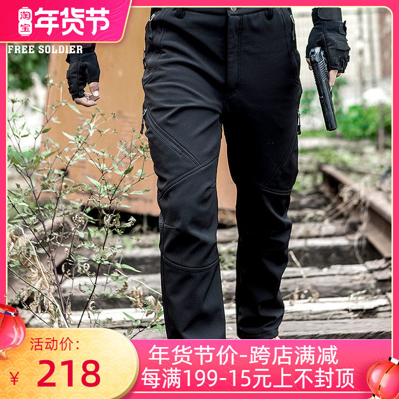 Freeman soft shell assault pants men's autumn and winter outdoor windproof warm large size breathable fleece trousers