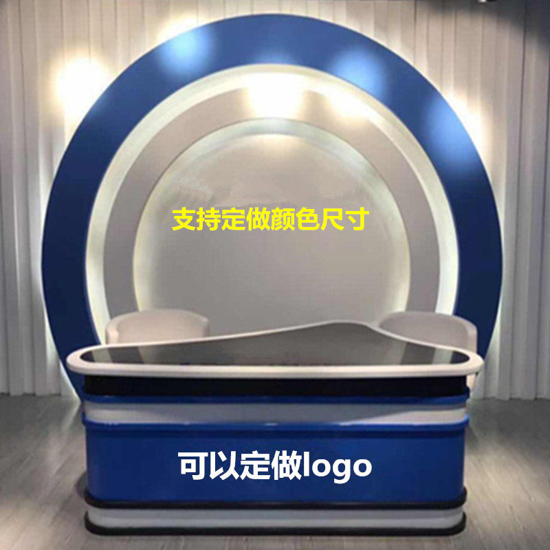 Studio Anchor station Broadcast table Host broadcast live broadcast station Children's eloquence training course News studio interview table