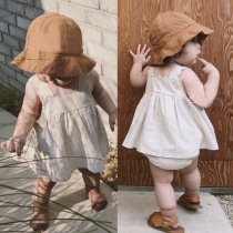 INS summer thin female baby jumpsuit summer baby sling triangle bag fart clothing romper climbing clothing 0-2 years old