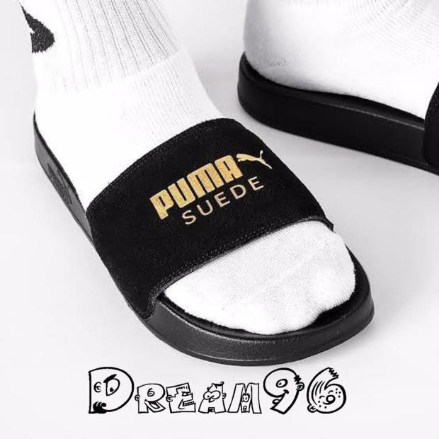PUMA Leadcat Suede PUMA nam và nữ da lộn màu đen vàng xanh vàng dép giản dị 365758-01 - Dép thể thao dép louis vuitton