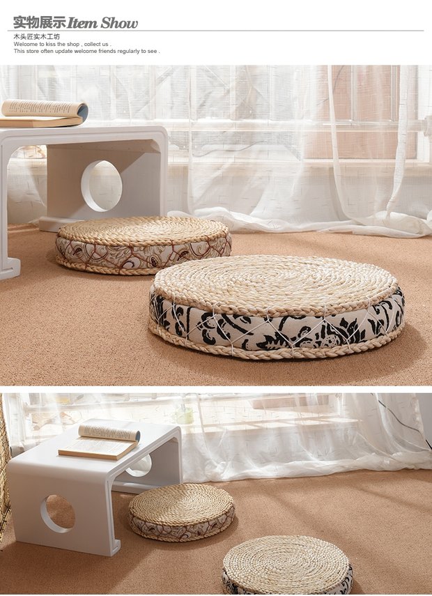Futon tatami thảm rơm đệm cửa sổ và ban công dày tròn đan ren thiền đệm Trường Nhà nước - Ghế đệm / đệm Sofa thảm lót ghế gỗ