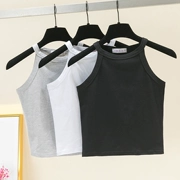 Áo yếm retro nữ mùa hè ngắn mặc cotton Hàn Quốc Slim cổ không tay quây