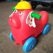 Kindergarten childrens indoor outdoor plastic toys Trojan Horse rocking horse sliding roller toy Baby rocking horse sliding car