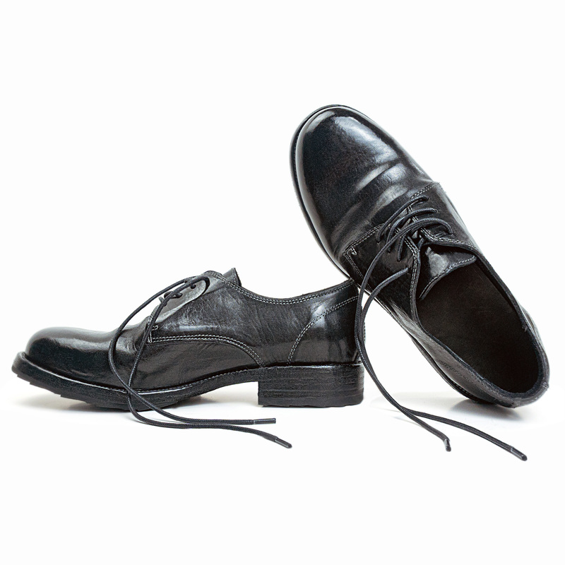 Zoxinstreet Round-Toe Dark Avant-Garde Lace-Up Blake Washed Horsehide Vintage Derby Leather Shoes 992