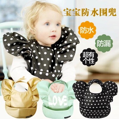 Tide treasure wave point nouveau Riche gold waterproof food dinner bib Children's bib Big bib three-dimensional princess cute