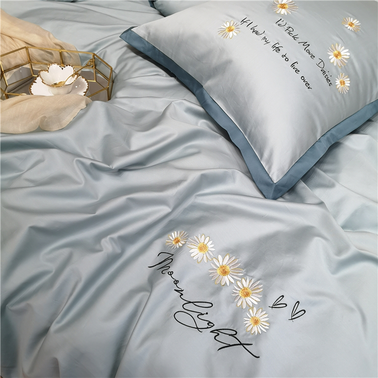 Mùa xuân và mùa hè phong cách mục vụ cotton 60 bông dài chủ yếu bông thêu bốn mảnh chăn bông đơn giản bộ đồ giường - Bộ đồ giường bốn mảnh chăn ga tencel
