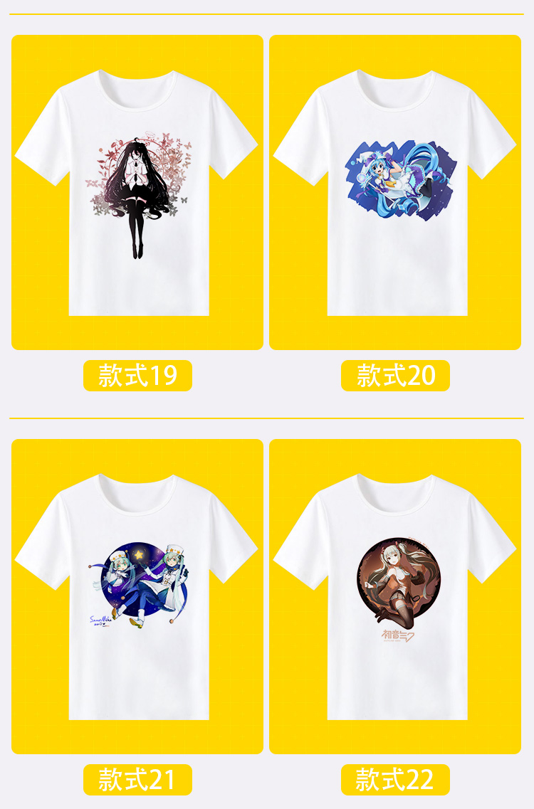 Hatsune Miku tùy biến T-shirt mùa hè ngắn tay hoạt hình dễ thương gió phim hoạt hình xung quanh phần tử thứ hai hình dán hero team