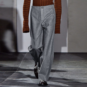 Men's wool straight wide legs woolen pants