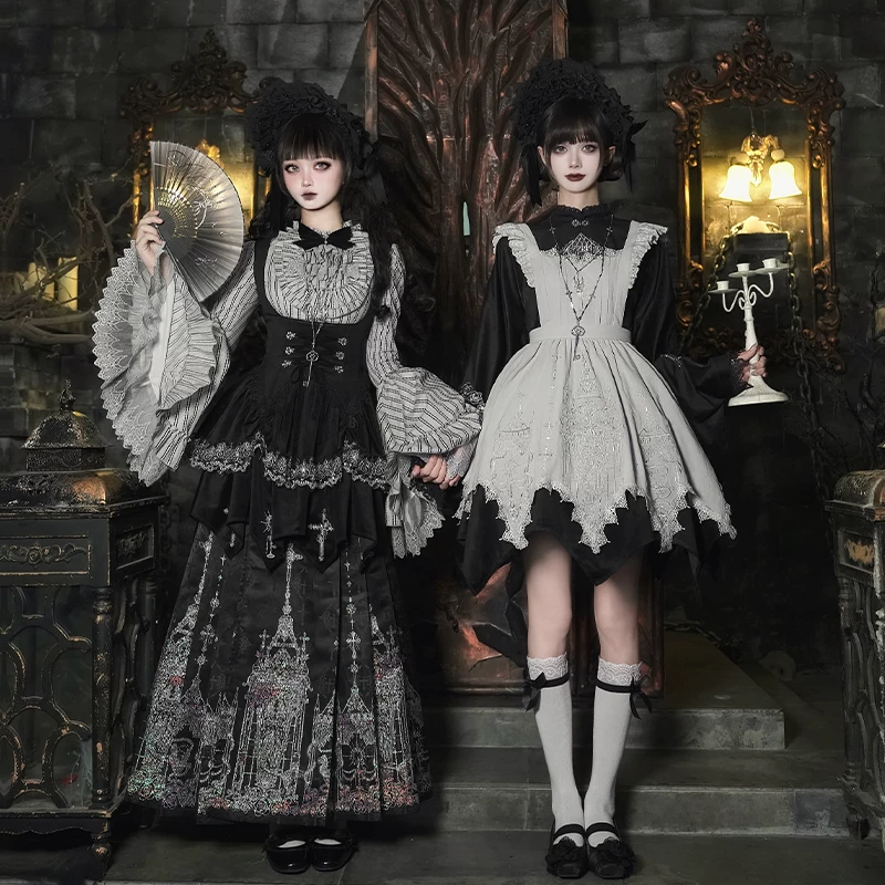 Письмо и поэзия · Wu Ye Ciao | WP оригинальное подбренд Gothic Chinese and Western Eclectic Autumn and Winter OP Грудь Грудь Лошадиное лицо Юбка