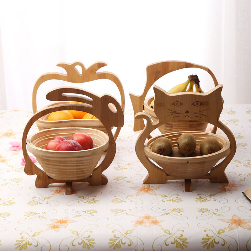 [USD 12.18] Bamboo fruit basket Folding fruit basket Fashion Creative