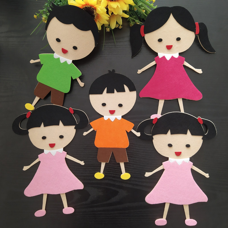 Color cartoon boys girls stereo wall placing elementary school kindergarten blackboard wall creative decoration material