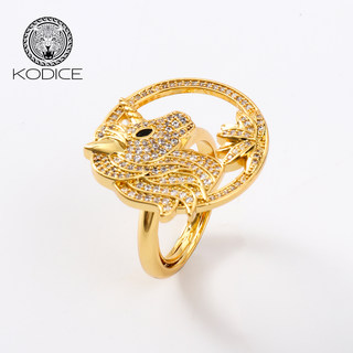 kodice饰品新款金色镶钻锆石戒指配饰镂空个性时尚流行设计款华丽