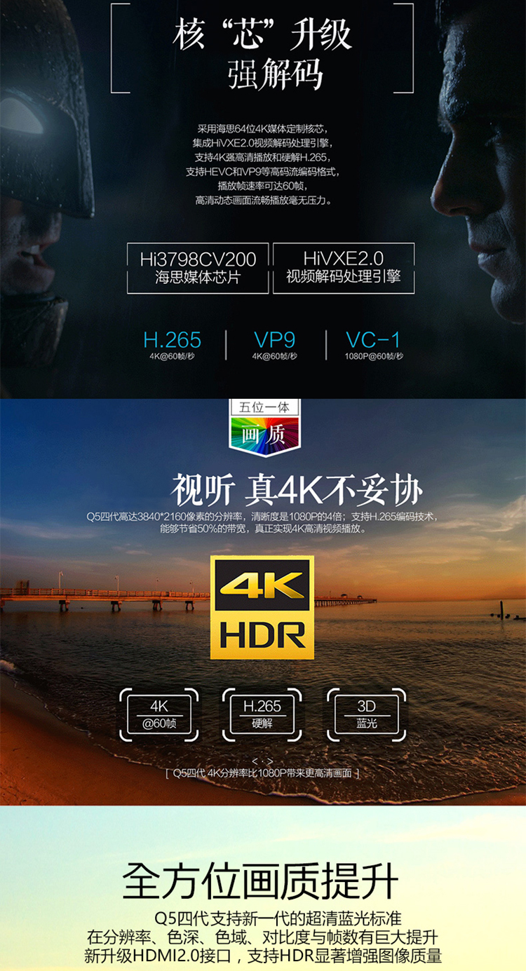 máy chiếu optoma Haimeidi Q5 bốn thế hệ 4K TV top box hộp cứng 3D HD không dây set-top box bộ phát wifi