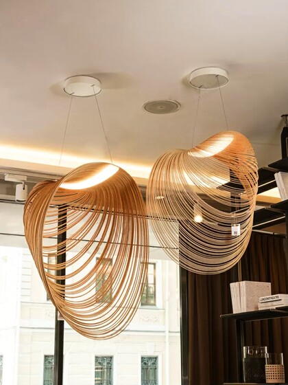 Italian Luceplan Vintage Living Room and Dining Room Wooden Art Personality Pendant Light Designer Bedroom Art Tea Room Lamp