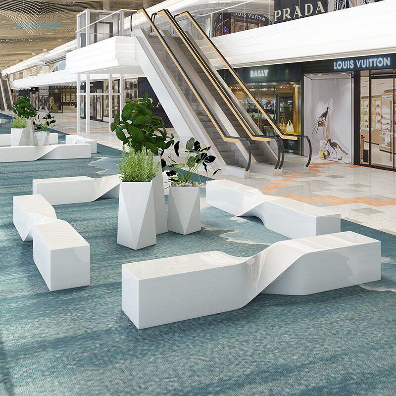 Custom fiberglass special-shaped twist chair creative shopping mall leisure stool public area waiting chair outdoor rest bench