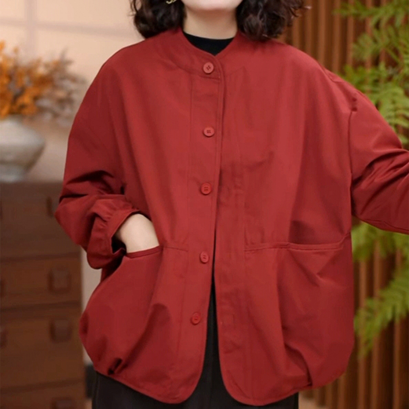 2026 Spring Short Jacket for Petite Moms, Fashionable, Casual, Comfortable, Large Pockets, Button-Up, Double-Layer Top for Women