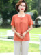Casual and Versatile Summer Cotton and Linen Short-Sleeved T-Shirt for Petite Mothers, Thin Solid Color Loose Top for Middle-Aged and Elderly Women