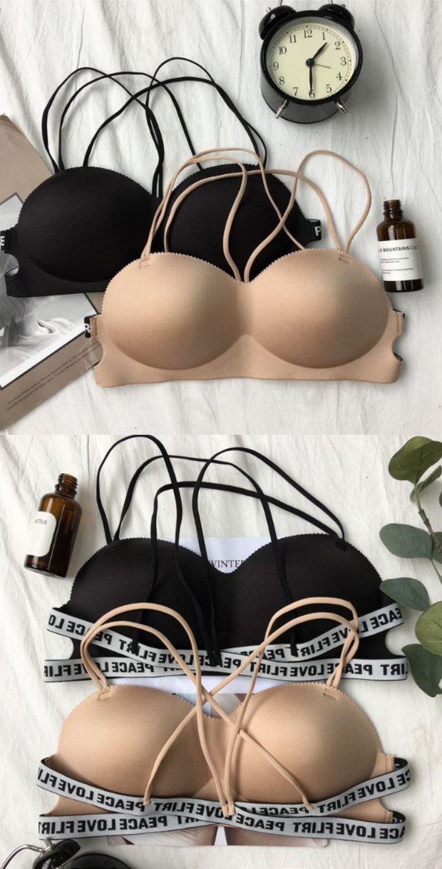 Sexy quai chéo đẹp lưng áo ngực không dấu vết không vành gợi cảm tập hợp ít phụ nữ học sinh trung học bộ đồ lót quan lot