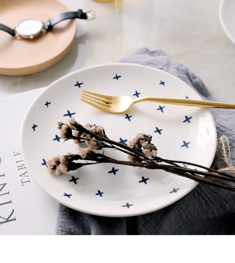 Tấm ăn sáng phong cách Bắc Âu Bộ đồ ăn phương Tây bít tết bánh snack tấm trái cây sáng tạo chữ gốm tấm đĩa giấy