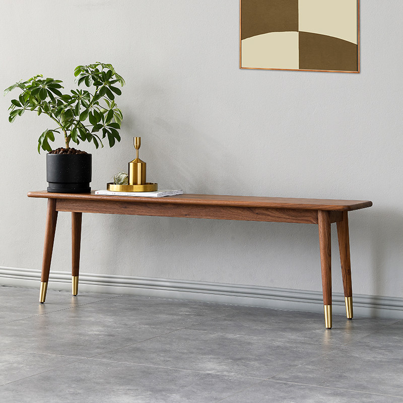 Shiying wooden building simple and simple Nordic solid wood bench black walnut bench Japanese log dining table bench