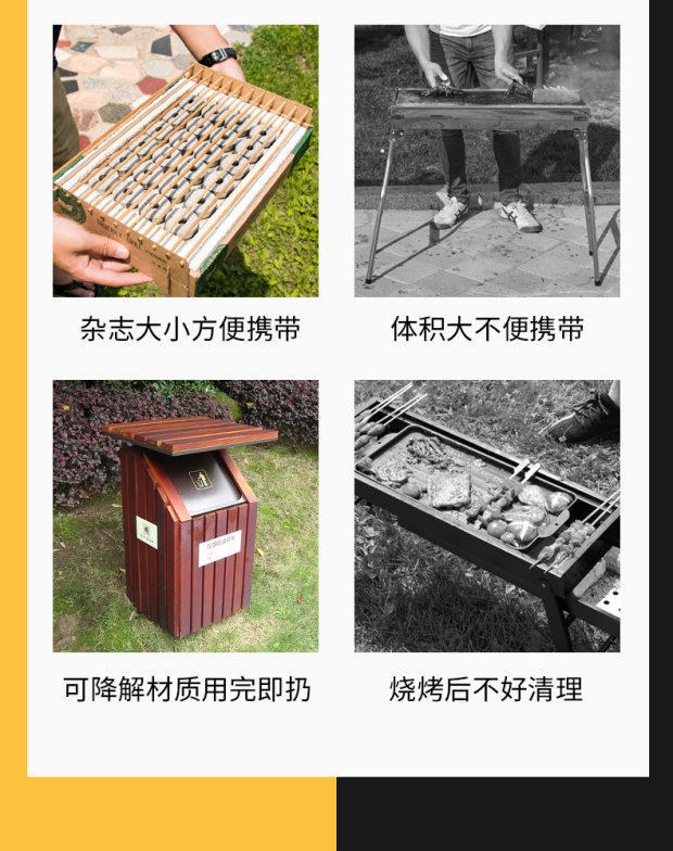 Đốt cháy nhanh, không cháy, cắm trại, bếp một lần, trọn bộ đồ nướng, dã ngoại nhỏ, thịt nướng, than - Bếp lò / bộ đồ ăn / đồ nướng dã ngoại lò nướng bbq ngoài trời bằng than