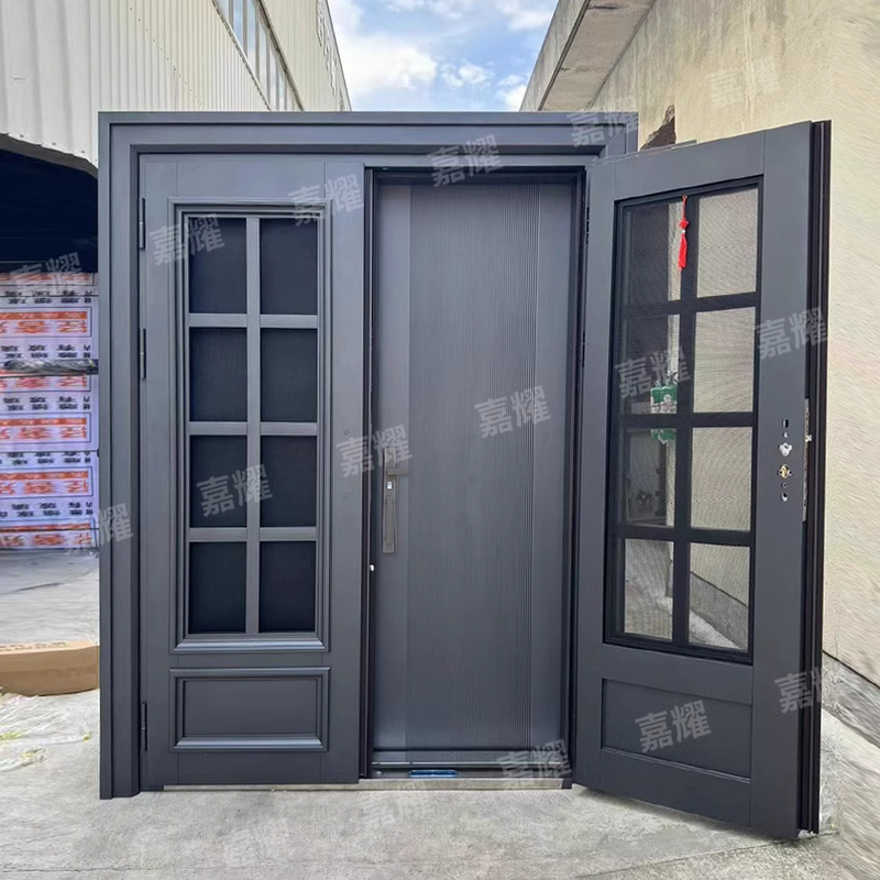 Zinc Alloy Villa Double-Door Gate with Mosquito Net Composite Door, Double-Door Rural Self-Built House Hall Four-Door Rural