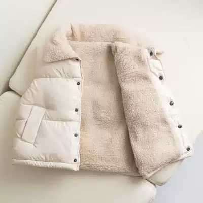 Children's cotton waistcoat autumn and winter thickened outer wear girls lamb waistcoat Western style boys baby baby waistcoat