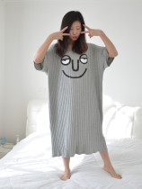 Cartoon funny expression nightgown summer plus fat plus size fat MM pregnant women thin cotton pajamas female Korean version 200kg
