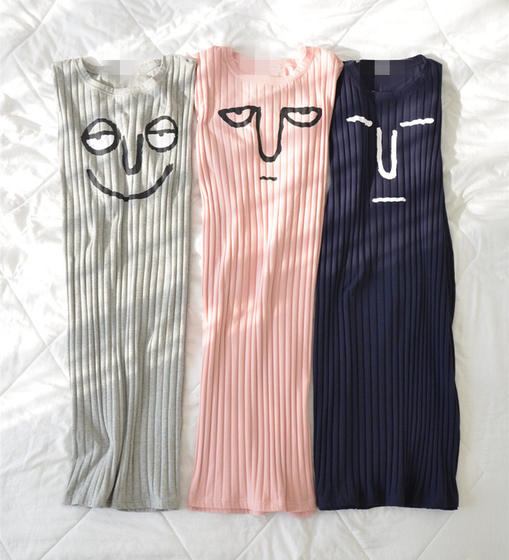 Cartoon Funny Expression Nightgown Summer Plus Size Plus Size Fat MM Pregnant Women Thin Cotton Pajamas Women Korean Version 200Jin [Jin equals 0.5kg]
