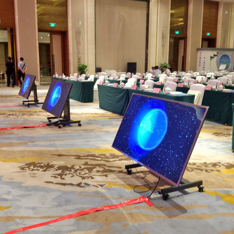 Conference Room Podium Lcd Tv Floor-Standing Display Stand with Low Mobile Stand, Stage-Type 90-Degree Tilt Low Cart