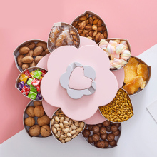 多功能旋转干果盒抖音同款花瓣糖果盘