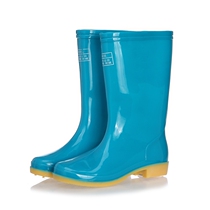 Spring Autumn Rain Shoes Lady Waterproof Shoes Anti-Slip Bull Gluten Bottom Rain Boots Shoes Middle Cylinder Rubber Shoes Laoprotect Working Shoes Garden Rain Shoes