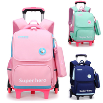 Childrens burden reduction lever schoolbag Boys Primary School students 1-2 grade new light three-wheeled climbing girls hand bag 3