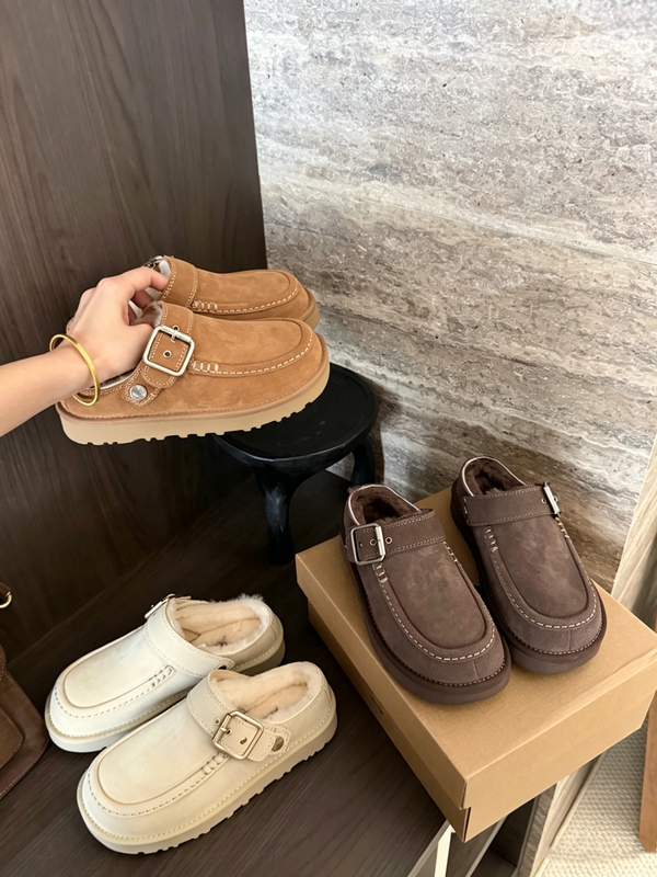 Sangpo 2026 Winter New Style Krog Buckle Snow Boots for Women, Sheepskin and Fur Integrated, Lace-Up, Two-Way Wear, Mule Half-Slippers