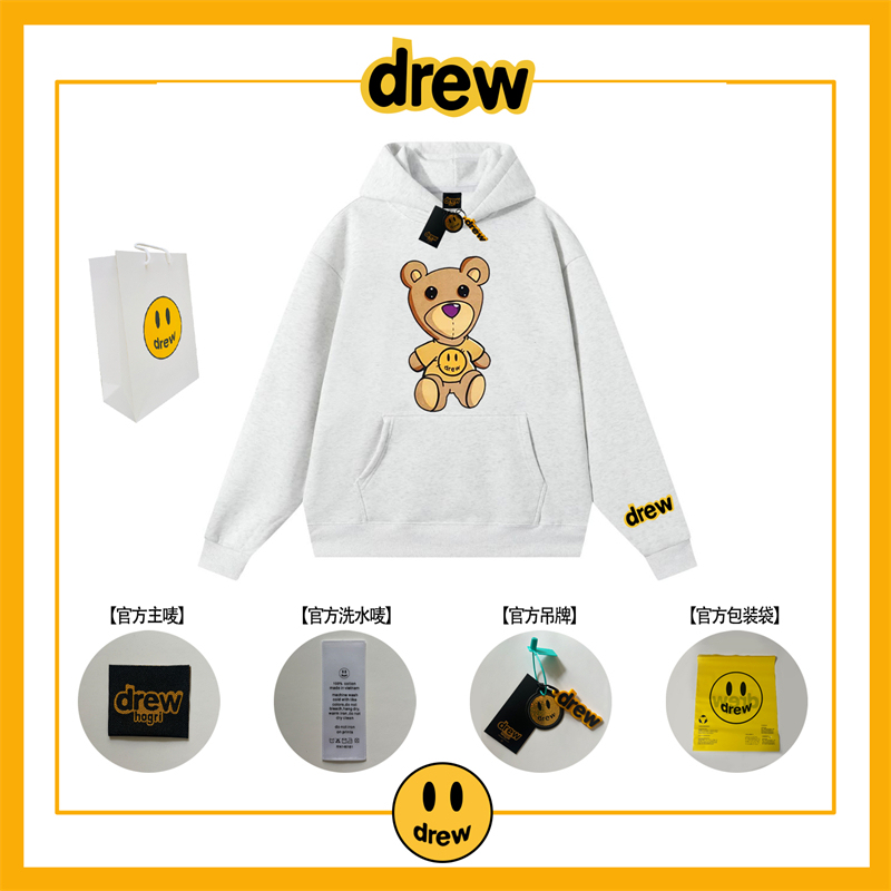 Drew Hooded Sweatshirt Men's Pure Cotton Loose Justin Bieber Trendy Couple Hoodie Autumn and Winter Velvet Jacket Women