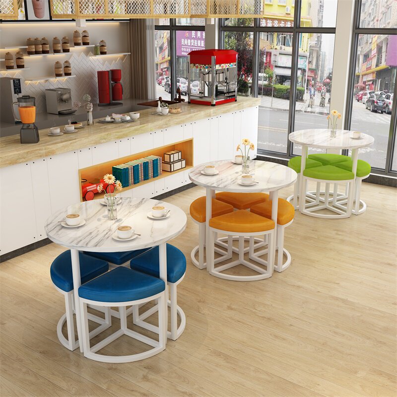 Simple reception and negotiation table and chair combination casual personality creative shop small apartment balcony space-saving one table and four chairs