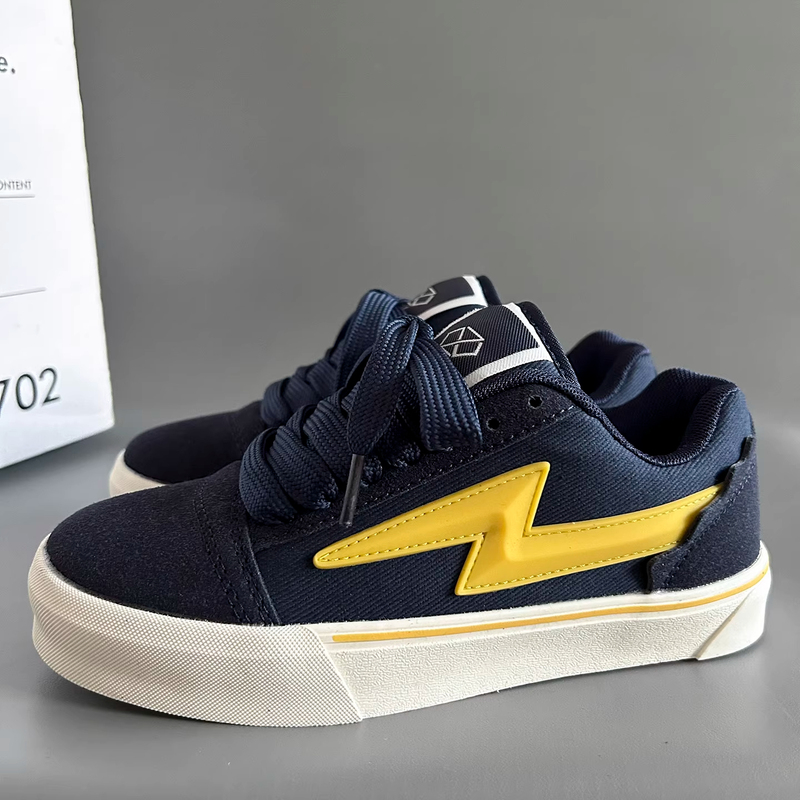 Navy Blue and Yellow Lightning Sneakers for Men ins Trendy 2026 American Niche Couple Casual Sports Shoes Color-Blocked Shoes for Women