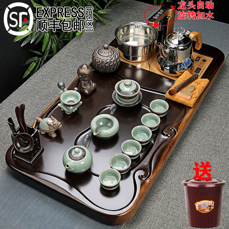 Tea set ebony wood tea tray tea table purple sand complete kung fu tea cup set fully automatic one household