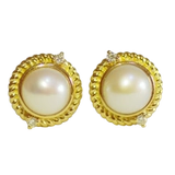 Золотая бриллиантовая инкрустация камня из жемчуга, ретро серьги, золото 750 пробы, французский стиль