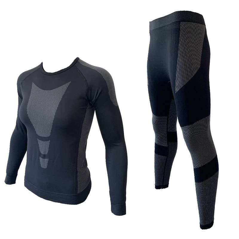 Foreign trade ladies sweat wicking quick-drying clothes outdoor fitness running sports tights long sleeves ski warm set